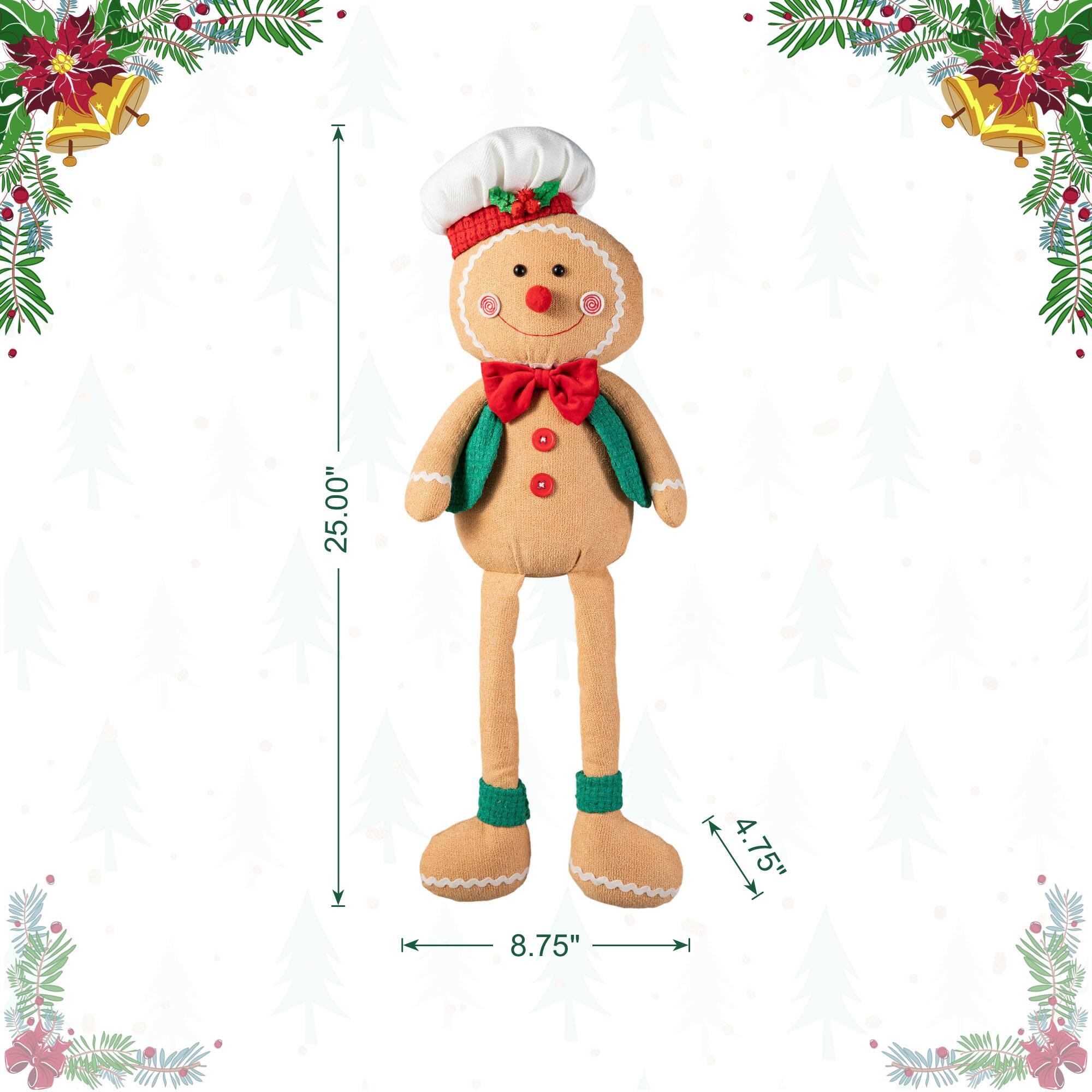 Glitzhome® 25" Fabric Christmas Gingerbread Man Shelf Sitter